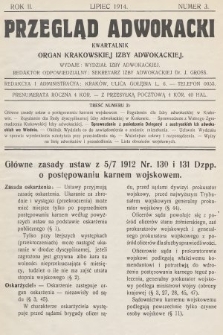 Przegląd Adwokacki : organ Krakowskiej Izby Adwokackiej. 1914, nr 3