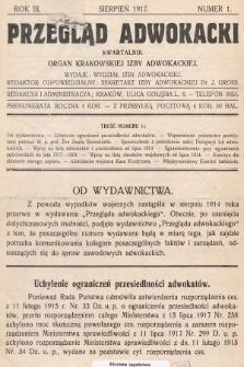 Przegląd Adwokacki : organ Krakowskiej Izby Adwokackiej. 1917, nr 1