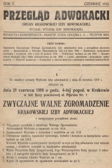 Przegląd Adwokacki : organ Krakowskiej Izby Adwokackiej. 1919, nr 1