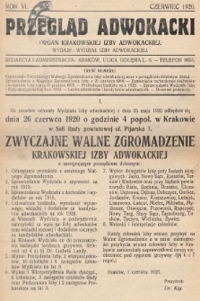 Przegląd Adwokacki : organ Krakowskiej Izby Adwokackiej. 1920, nr 1