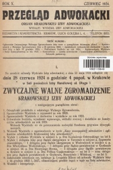 Przegląd Adwokacki : organ Krakowskiej Izby Adwokackiej. 1924, nr 1