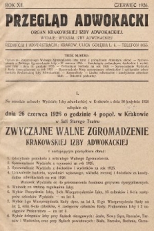 Przegląd Adwokacki : organ Krakowskiej Izby Adwokackiej. 1926, nr 1