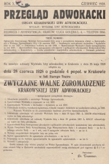 Przegląd Adwokacki : organ Krakowskiej Izby Adwokackiej. 1928, nr 1