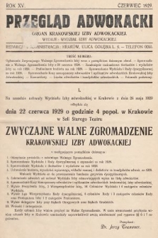 Przegląd Adwokacki : organ Krakowskiej Izby Adwokackiej. 1929, nr 1