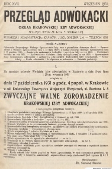 Przegląd Adwokacki : organ Krakowskiej Izby Adwokackiej. 1931, nr 1