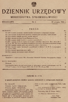 Dziennik Urzędowy Ministerstwa Sprawiedliwości. 1946, nr 4