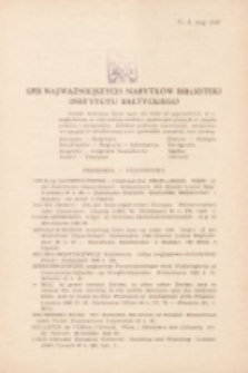 Spis Najważniejszych Nabytków Biblioteki Instytutu Bałtyckiego. 1947, nr 3