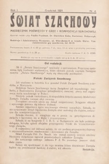 Szachowy : miesięcznik poświęcony grze i kompozycji szachowej. R.1, 1926, nr 4