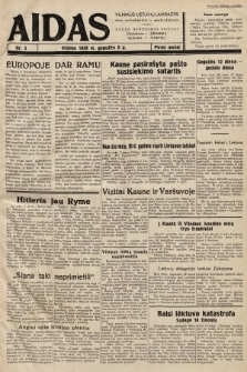Aidas : vilniaus lietuvių laikraštis eina antradieniais ir penktadieniais : duoda nemokamus priedus ūkininkams-„ūkininką, Vaikams-”Varpelį. 1938, nr 3