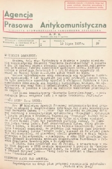 Agencja Prasowa Antykomunistyczna : APA. 1937, nr 39