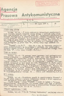 Agencja Prasowa Antykomunistyczna : APA. 1937, nr 41