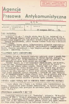 Agencja Prasowa Antykomunistyczna : APA. 1937, nr 52