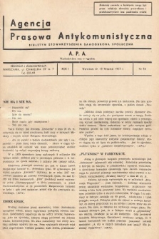 Agencja Prasowa Antykomunistyczna : APA. 1937, nr 56