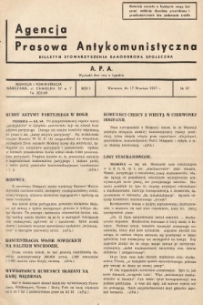 Agencja Prasowa Antykomunistyczna : APA. 1937, nr 57
