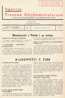 Agencja Prasowa Antykomunistyczna : APA. 1937, nr 70