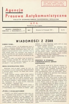 Agencja Prasowa Antykomunistyczna : APA. 1937, nr 72