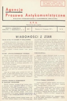 Agencja Prasowa Antykomunistyczna : APA. 1937, nr 73