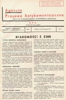 Agencja Prasowa Antykomunistyczna : APA. 1937, nr 77