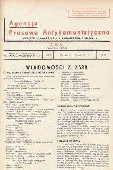 Agencja Prasowa Antykomunistyczna : APA. 1937, nr 81