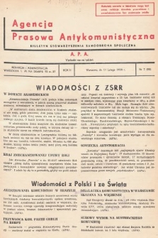 Agencja Prasowa Antykomunistyczna : APA. 1938, nr 7