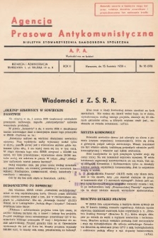 Agencja Prasowa Antykomunistyczna : APA. 1938, nr 16