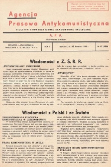 Agencja Prasowa Antykomunistyczna : APA. 1938, nr 17