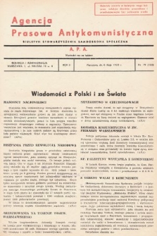 Agencja Prasowa Antykomunistyczna : APA. 1938, nr 19