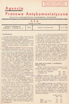 Agencja Prasowa Antykomunistyczna : APA. 1938, nr 21