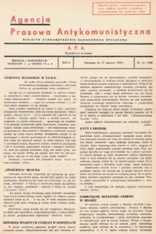 Agencja Prasowa Antykomunistyczna : APA. 1938, nr 25
