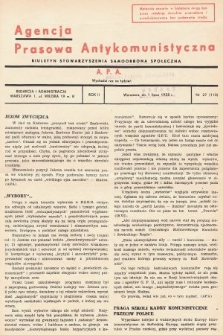 Agencja Prasowa Antykomunistyczna : APA. 1938, nr 27