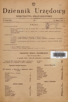 Dziennik Urzędowy Ministerstwa Sprawiedliwości. 1949, nr 1