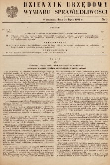 Dziennik Urzędowy Wymiaru Sprawiedliwości. 1953, nr 7