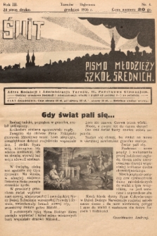 Świt : pismo młodzieży szkół średnich. 1936, nr 4