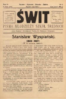 Świt : pismo młodzieży szkół średnich. 1938, nr 5