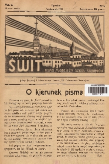 Świt : pismo młodzieży szkół średnich. 1938, nr 1