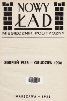 Nowy Ład : miesięcznik polityczny. 1936, spis rzeczy