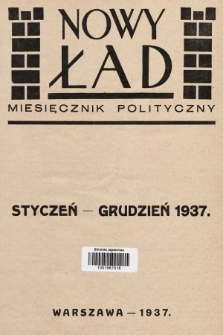 Nowy Ład : miesięcznik polityczny. 1937, spis rzeczy