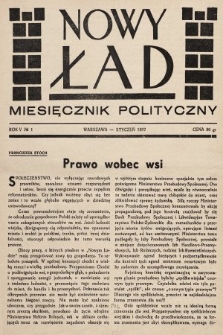 Nowy Ład : miesięcznik polityczny. 1937, nr 1