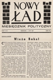 Nowy Ład : miesięcznik polityczny. 1937, nr 2