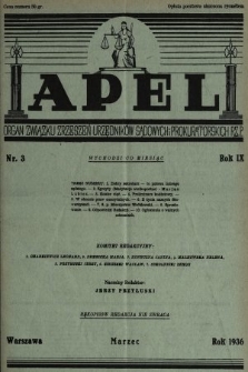 Apel : organ Związku Zrzeszeń Urzędników Sądowych i Prokuratorskich Rzplitej Polskiej. 1936, nr 3