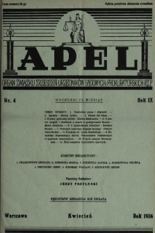 Apel : organ Związku Zrzeszeń Urzędników Sądowych i Prokuratorskich Rzplitej Polskiej. 1936, nr 4