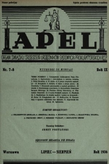 Apel : organ Związku Zrzeszeń Urzędników Sądowych i Prokuratorskich Rzplitej Polskiej. 1936, nr 7-8