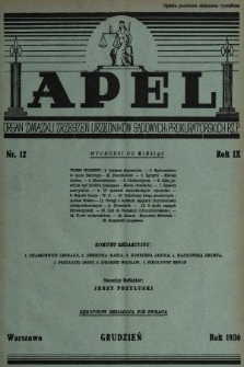 Apel : organ prasowy Związku Zrzeszeń Urzędników Sądowych i Prokuratorskich R. P. 1936, nr 12