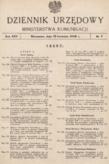 Dziennik Urzędowy Ministerstwa Komunikacji. 1948, nr 7