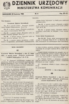 Dziennik Urzędowy Ministerstwa Komunikacji. 1950, nr 6