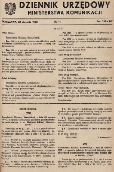 Dziennik Urzędowy Ministerstwa Komunikacji. 1950, nr 11