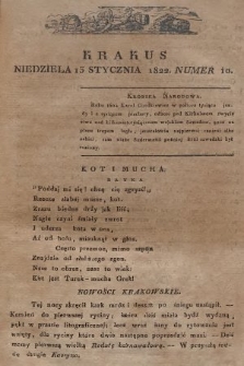 Krakus : towarzysz liberalny Pszczółki Krakowskiej : pismo [...] poświęcone narodowości i polityce, tudzież dziennym zdarzeniom w kraju i stolicy Rzeczypospolitej Krakowskiej. T. 1, 1822, nr 10