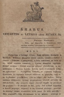 Krakus : towarzysz liberalny Pszczółki Krakowskiej : pismo [...] poświęcone narodowości i polityce, tudzież dziennym zdarzeniom w kraju i stolicy Rzeczypospolitej Krakowskiej. T. 1, 1822, nr 38