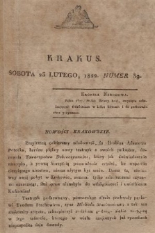 Krakus : towarzysz liberalny Pszczółki Krakowskiej : pismo [...] poświęcone narodowości i polityce, tudzież dziennym zdarzeniom w kraju i stolicy Rzeczypospolitej Krakowskiej. T. 1, 1822, nr 39