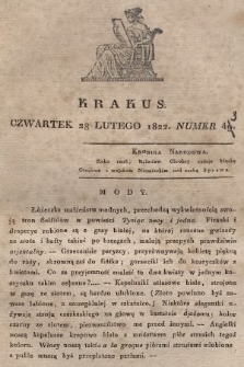 Krakus : towarzysz liberalny Pszczółki Krakowskiej : pismo [...] poświęcone narodowości i polityce, tudzież dziennym zdarzeniom w kraju i stolicy Rzeczypospolitej Krakowskiej. T. 1, 1822, nr 43